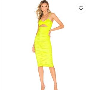 Hours Revolve Neon Yellow Midi Dress